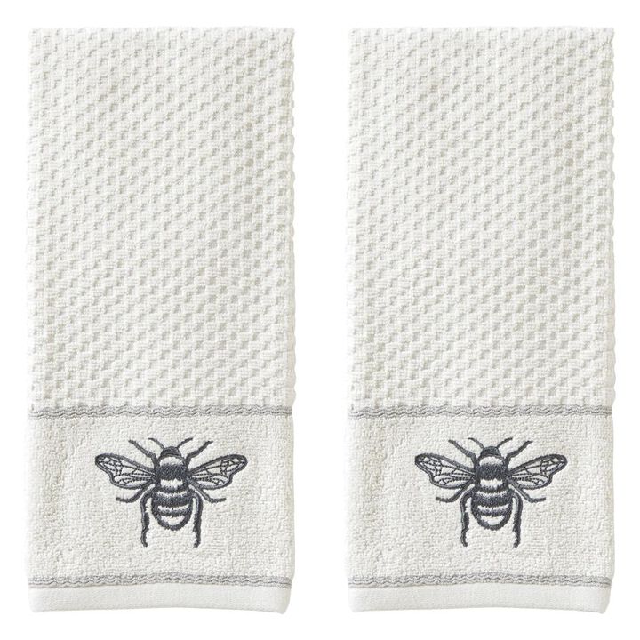 SKL Home Saturday Knight Ltd Farmhouse Bee Hand Towel - (2-Pack) - 16x25" , White