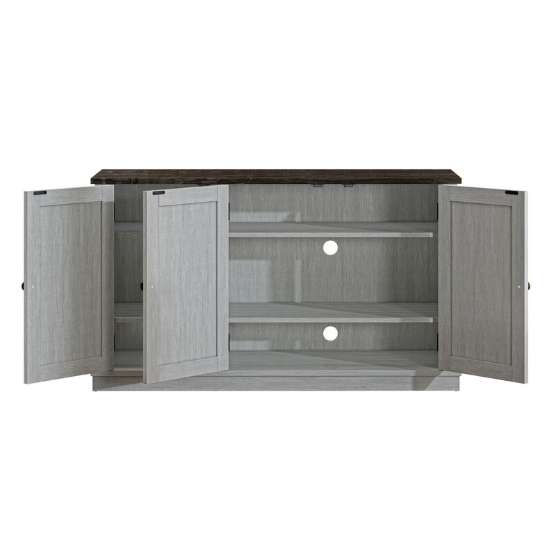 FESTIVO 48 in. Rustic Natural Wood TV Stand - Up to 55 in. TVs
