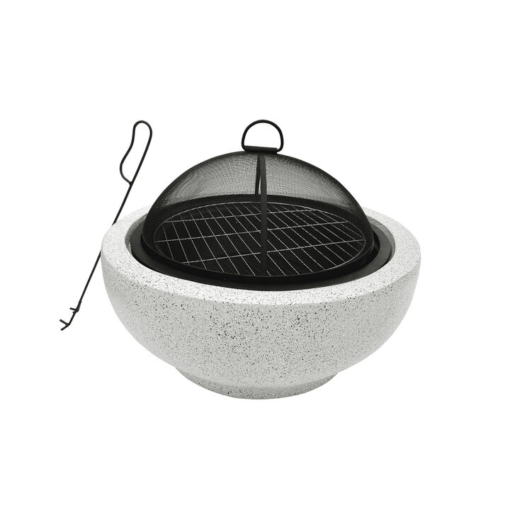 Teamson Home Outdoor 24" Wood Burning Fire Pit with Decorative Light Concrete Base, Gray