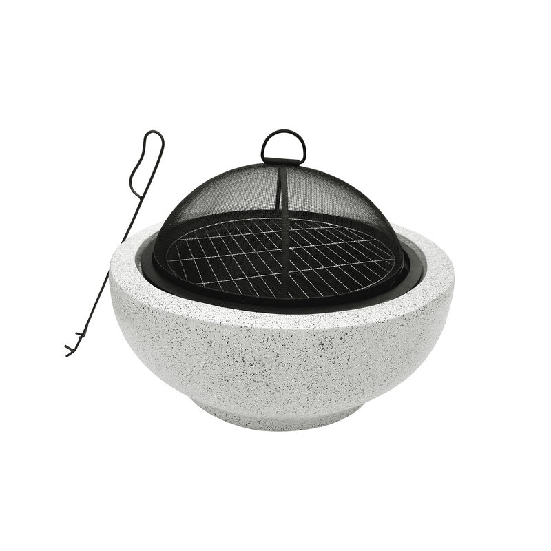 Teamson Home Outdoor 24" Wood Burning Fire Pit with Decorative Light Concrete Base, Gray