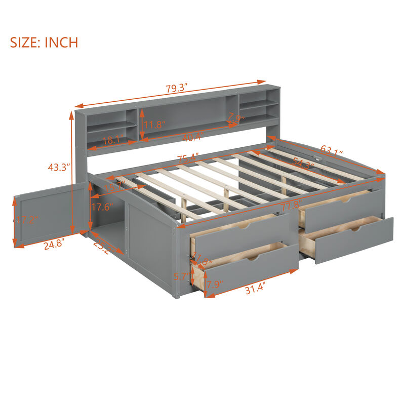 Merax Wood Daybed with Storage Cabinets