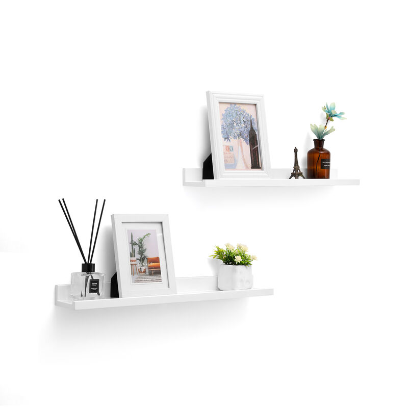 Set of 2 Wall Shelves - 23-Inch Floating Ledges for Picture Shelving