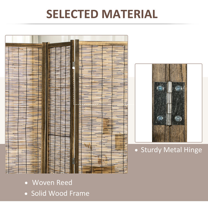 HOMCOM 4 Panel Room Divider 5.5 Ft Tall Portable Folding Privacy Screens Brown