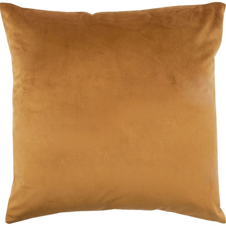 20" Camel Brown Solid Square Throw Pillow