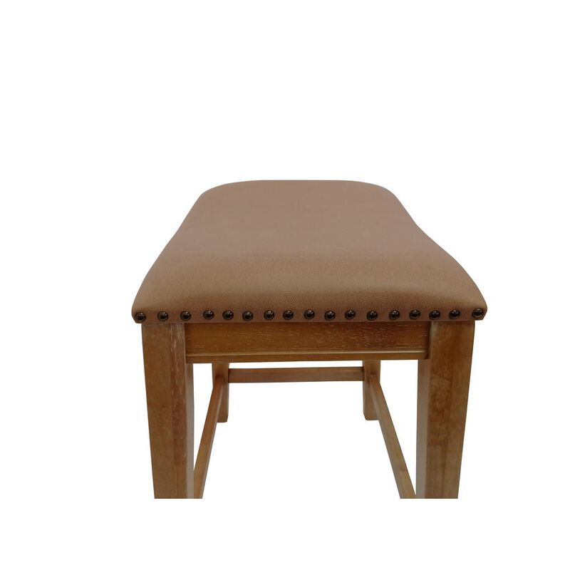 Carolina Living 25 Saddle Counter Stool - Set of 2 - Natural Oak - Saddle Brown Upholstery