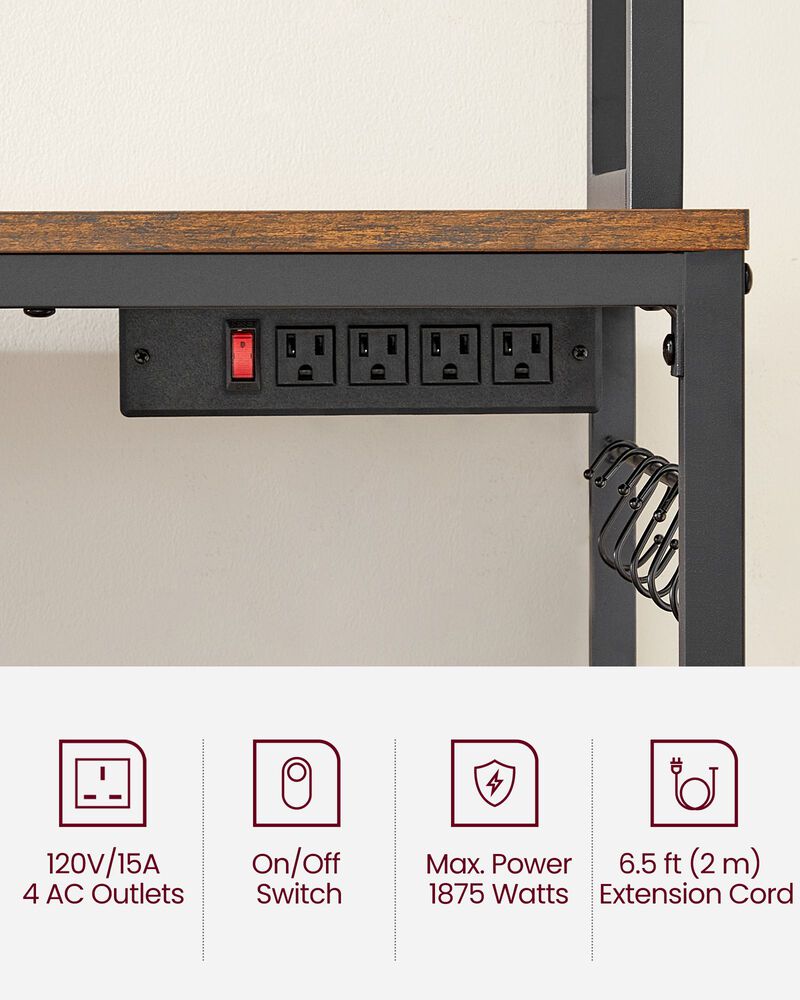 Hutch Bakers Rack with Power Outlet