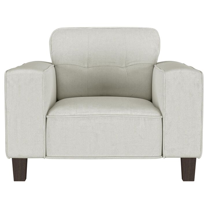 Dero Accent Chair, 37 Inch, Light Gray Faux Corduroy, Wide Track Arms - Benzara