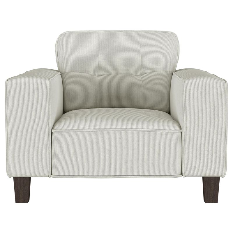 Dero Accent Chair, 37 Inch, Light Gray Faux Corduroy, Wide Track Arms - Benzara