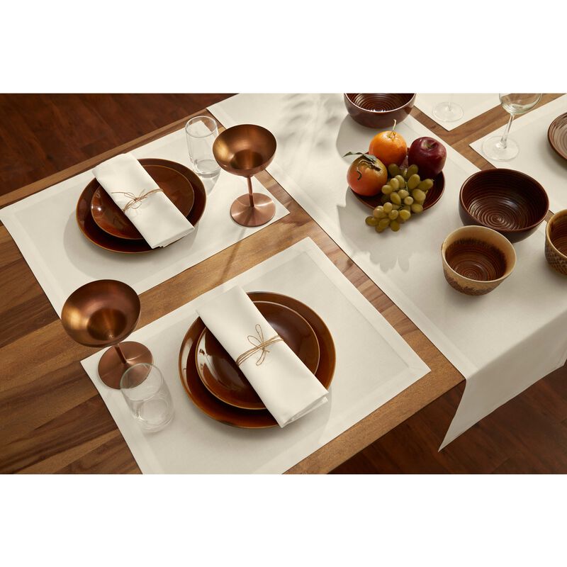Solino Home Cotton Linen 14 x 19 Inch Placemats Set of 4 | Dru - Cotton Linen Plain