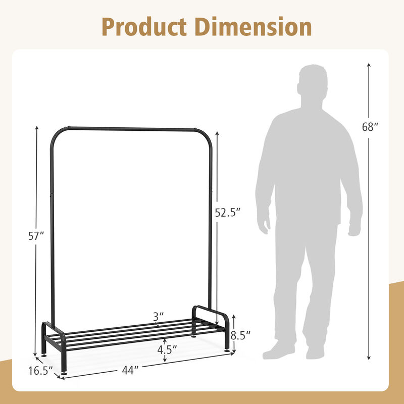 SUGIFT Heavy Duty Clothes Stand Rack with Top Rod and Lower Storage Shelf