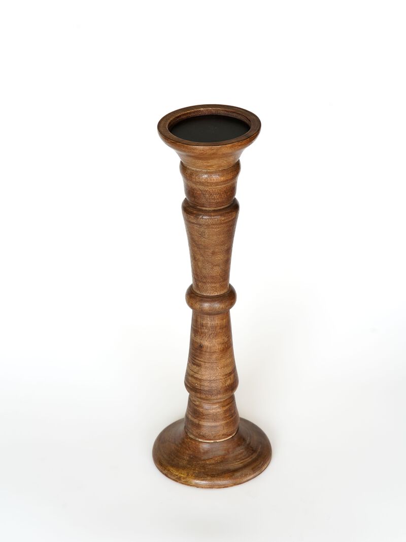 Traditional Medium Burnt Eco-friendly Handmade Mango Wood Set Of Four 6",9",12" & 15" Pillar Candle Holder
