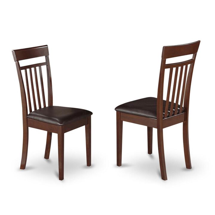 East West Furniture Capri  slat  back    Chair  for  dining  room  with  Leather  Upholstered  Seat  ,  Set  of  2