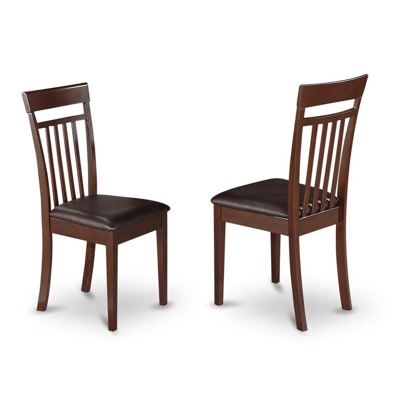 East West Furniture Capri  slat  back    Chair  for  dining  room  with  Leather  Upholstered  Seat  ,  Set  of  2