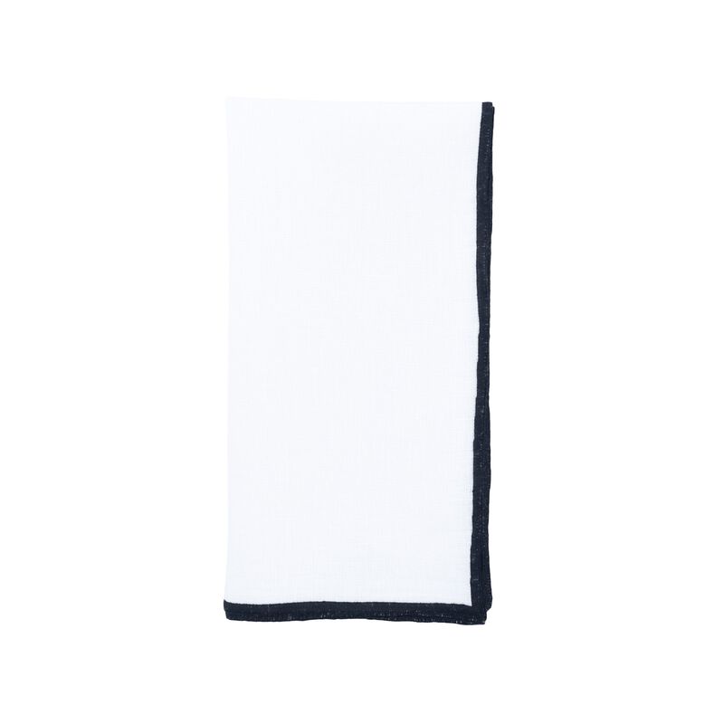 Linen Napkins With Black Stitch Edges, Set of 4