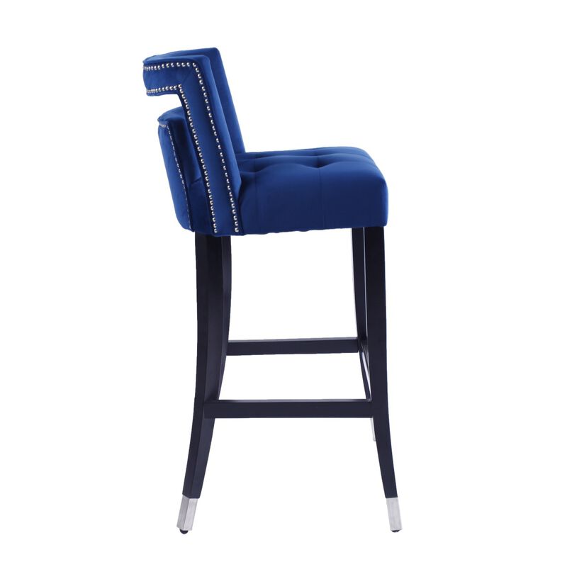 Suede Velvet Barstool With Nailheads Living Room Chair 2 PCS Set - 30 Inch Seater Height