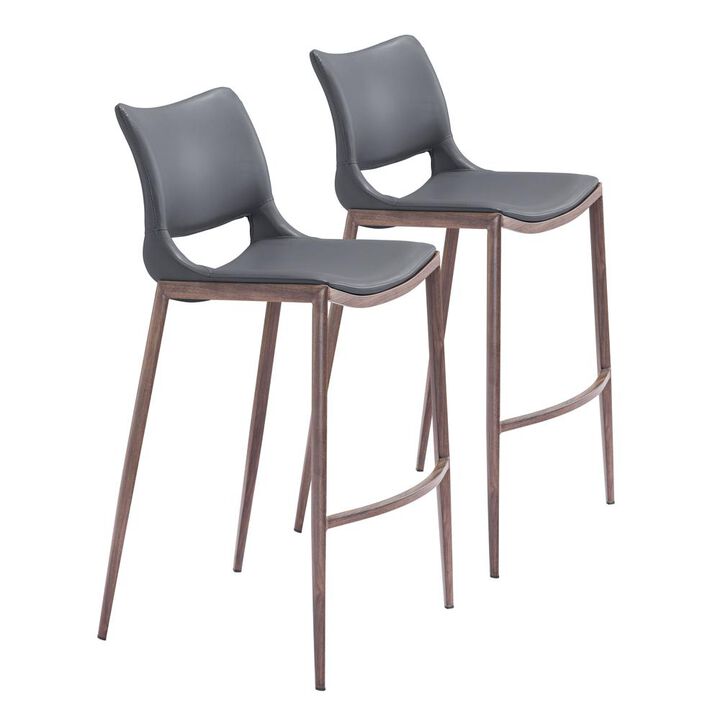 Belen Kox Ace Bar Chair (Set of 2), Dark Gray & Walnut, Belen Kox