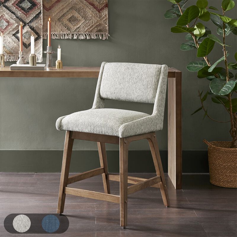 Gracie Mills Carlene Chic Upholstered Dining Counter Stool - Pecan Finish
