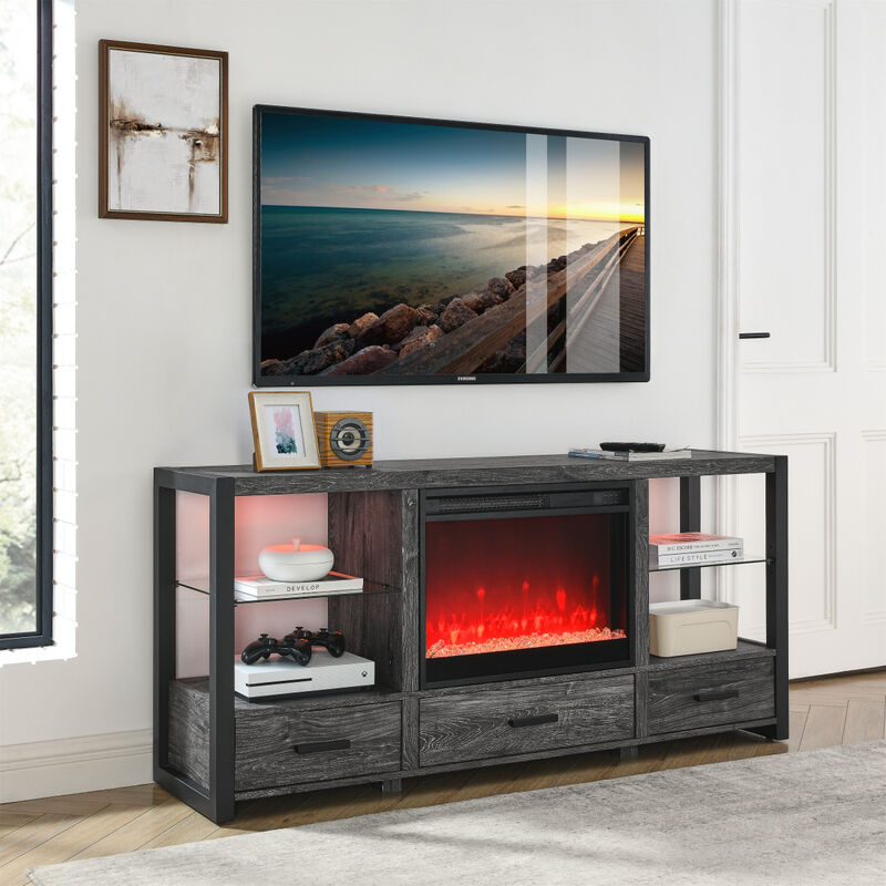 Streamdale 60" Electric Media Stand with LED Lights