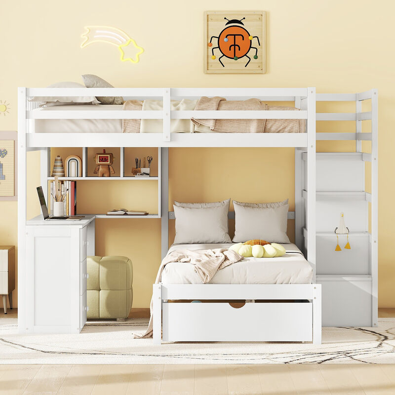 Merax Bunk Bed with Storage Staircase
