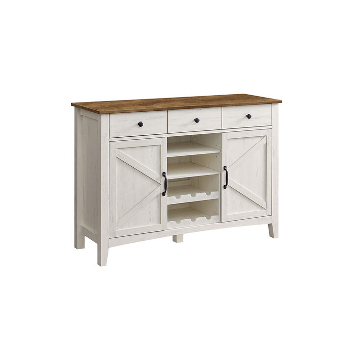 Farmhouse Buffet Cabinet with Wine Rack Stone Gray