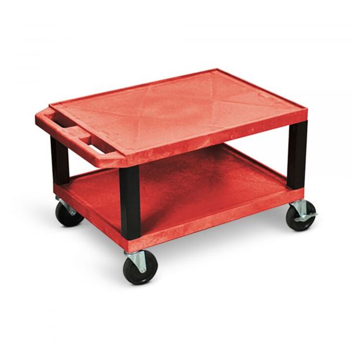 H.Wilson Tuffy Red 2 Shelf AV Cart