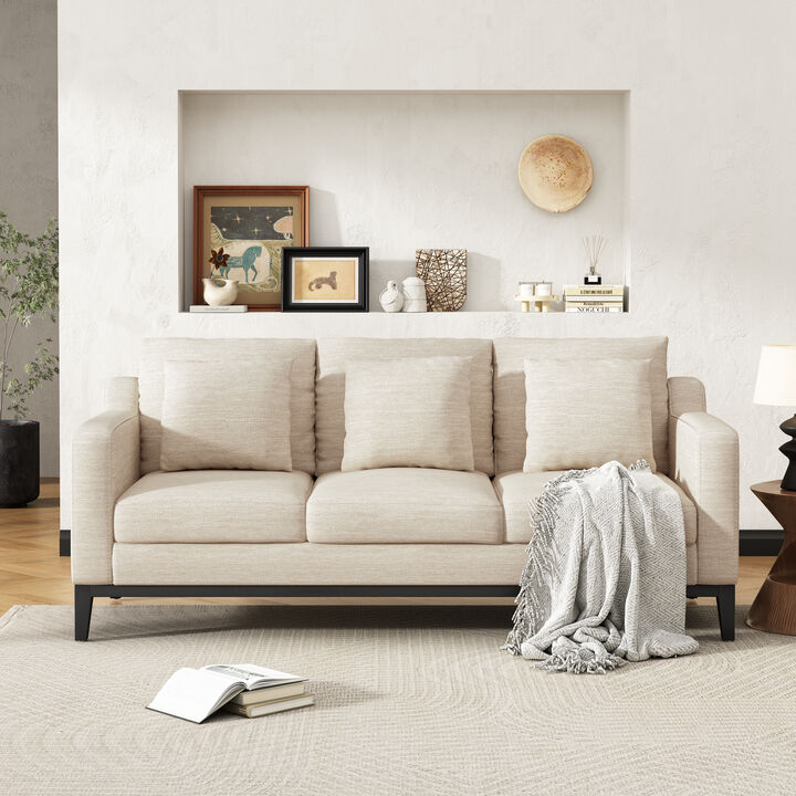 Merax Comfy 3-seat Sofa with Wooden Legs
