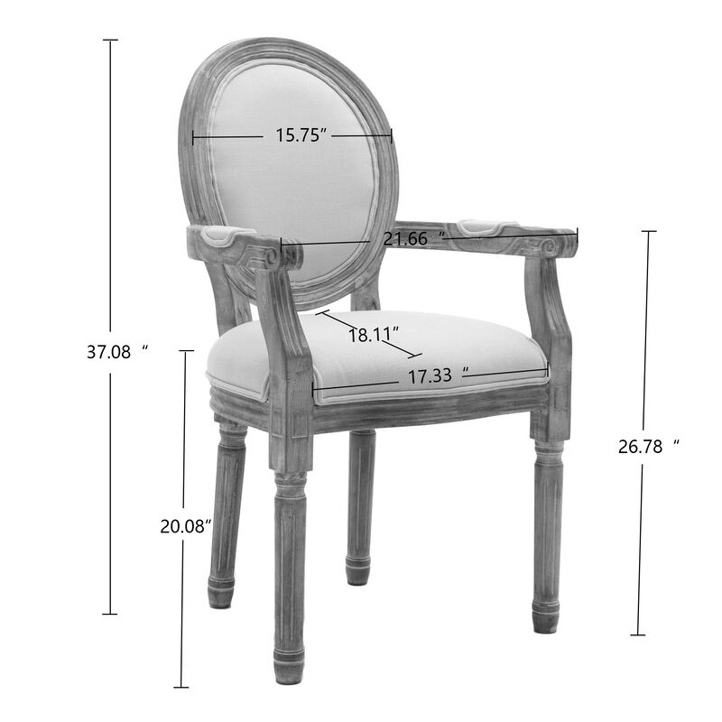 French Style Solid Wood Dining Chair, Set Of 2, Cream