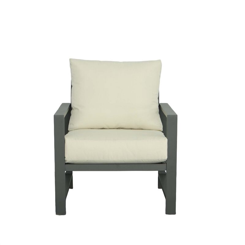 2pc Stainless Steel Outdoor Chair Set - 31" - Gray and Beige