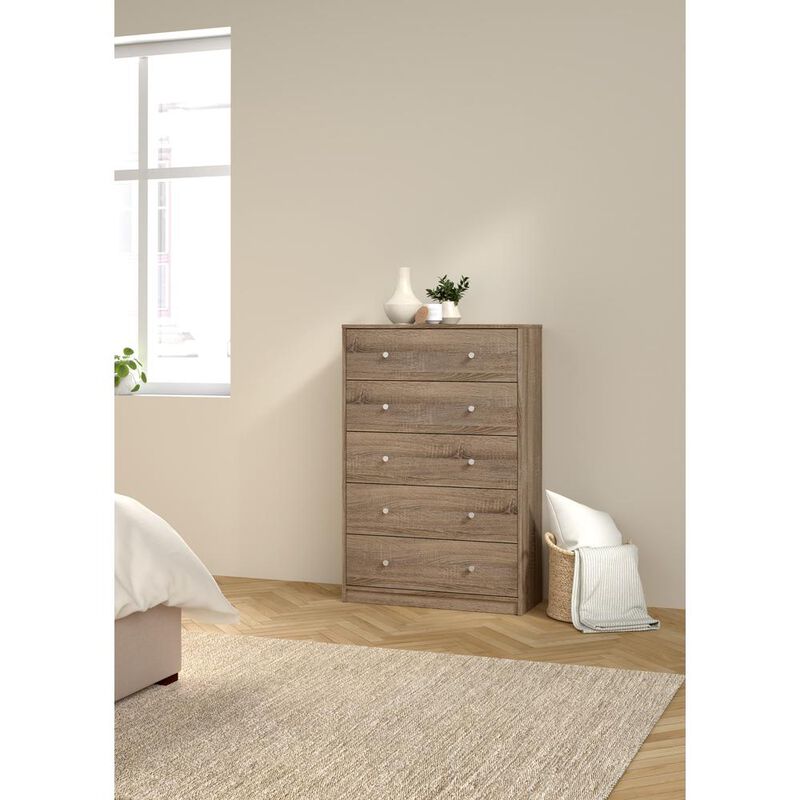 Tvilum Portland 5 Drawer Chest, Truffle Oak