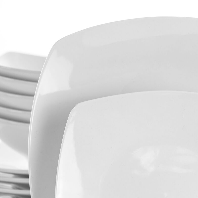 Elama Newman 18 Piece Square Porcelain Dinnerware Set in White