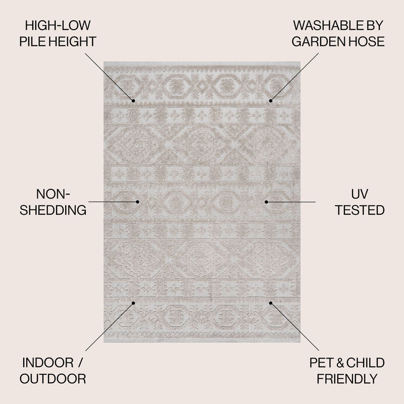 Citta High-Low Pile Mediterranean Tile Area Rug