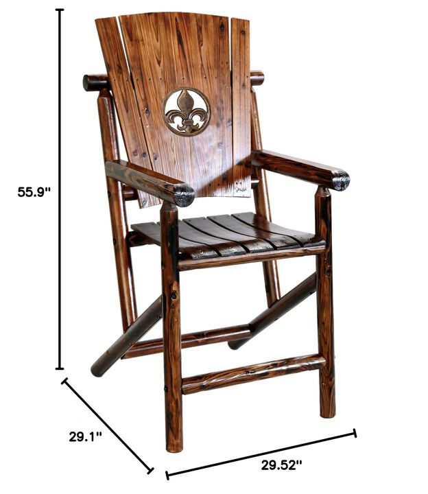 UNITED GENERAL SUPPLY CO INCLeigh Country TX 93733 Char-Log Bar Arm Chair W/Fleur-De-Lis, Brown