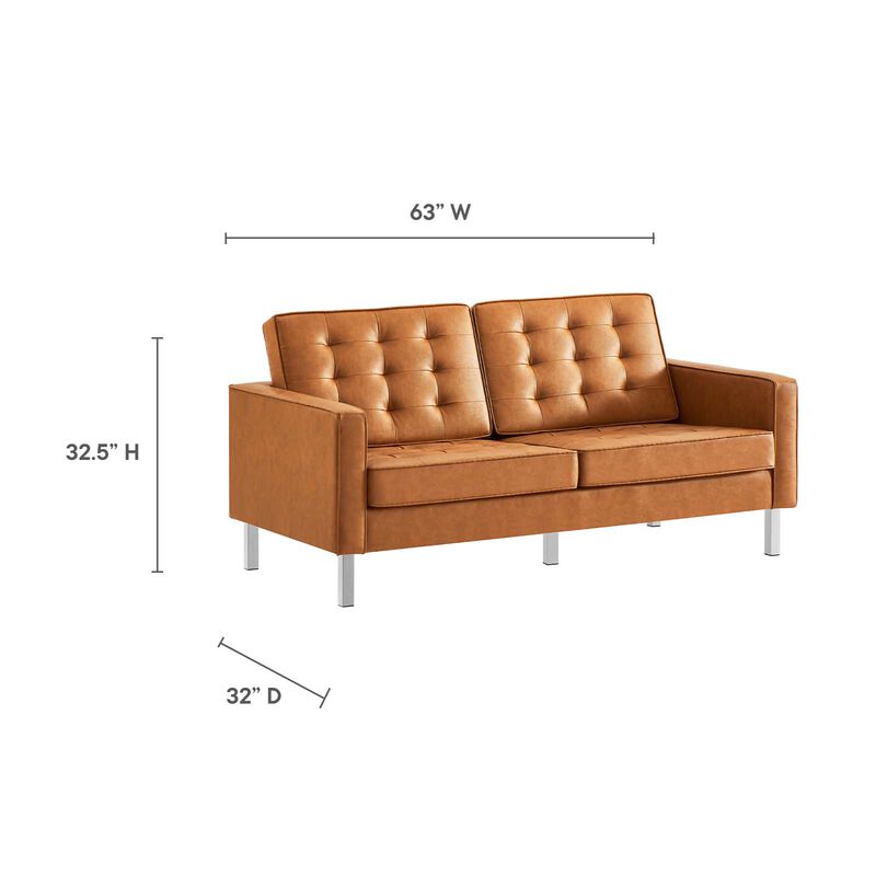 Loft Tufted Vegan Leather Loveseat