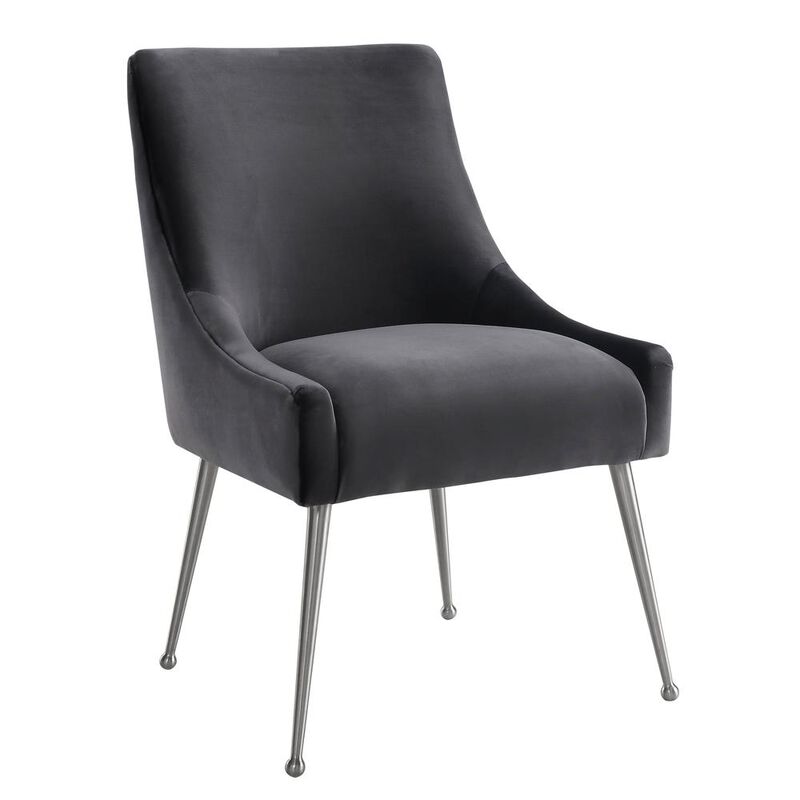 Belen Kox Luxurious Grey Velvet Dining Side Chair, Belen Kox