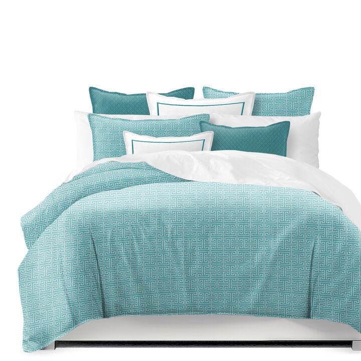 6ix Tailors Fine Linens Bishop Turquoise Coverlet Set