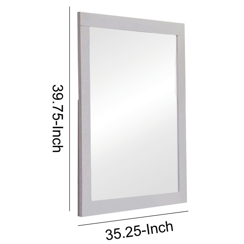 Wooden Frame Mirror with Mounting Hardware, White-Benzara
