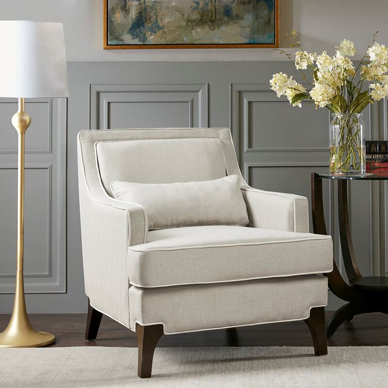 Gracie Mills Herrera Modern Arm Chair with Upholstery and Welting