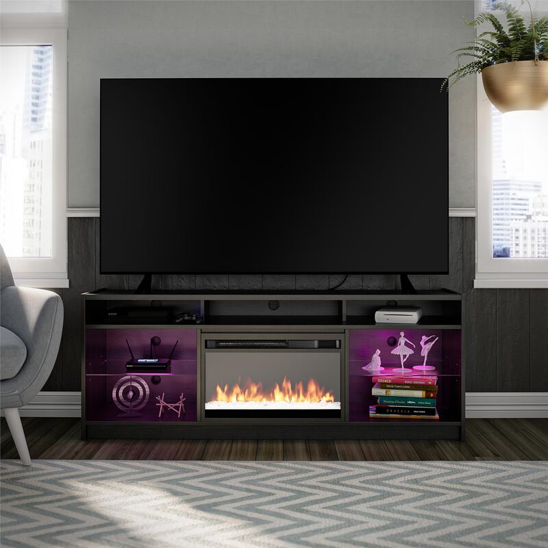 Ameriwood Home Terrene Fireplace Space Heater TV Stand for TVs up to 65"