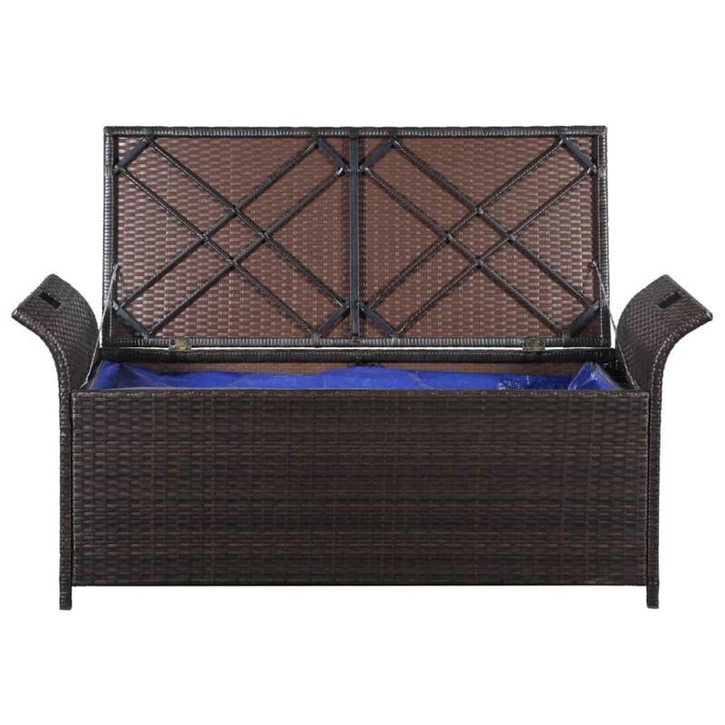 vidaXL Storage Bench with Cushion 54.3" Poly Rattan Brown
