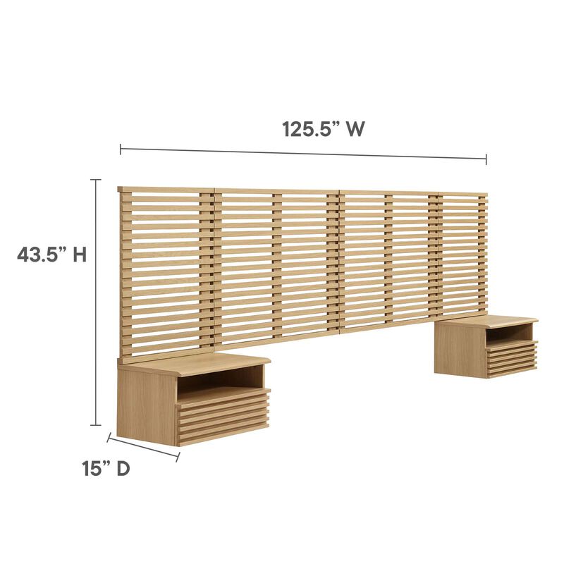Modway - Render Wall Mount King Headboard and Modern Nightstands