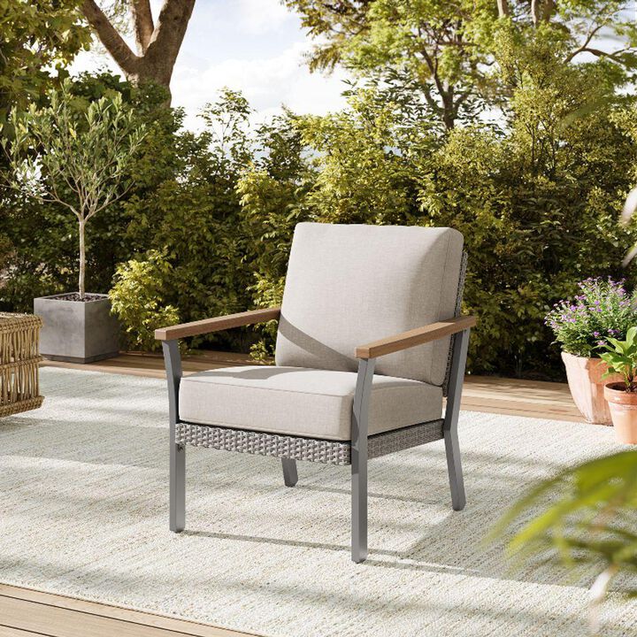 Lounge Chair with Faux Wood Armrests