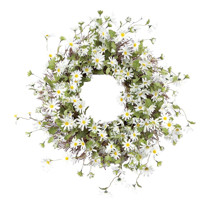 White Daisy Spring Floral Wreath  23-Inch