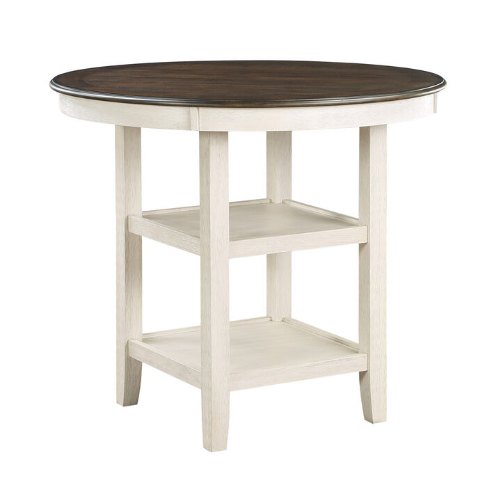 1 Piece Counter Height Table With 2X Display Shelves Transitional Style Furniture