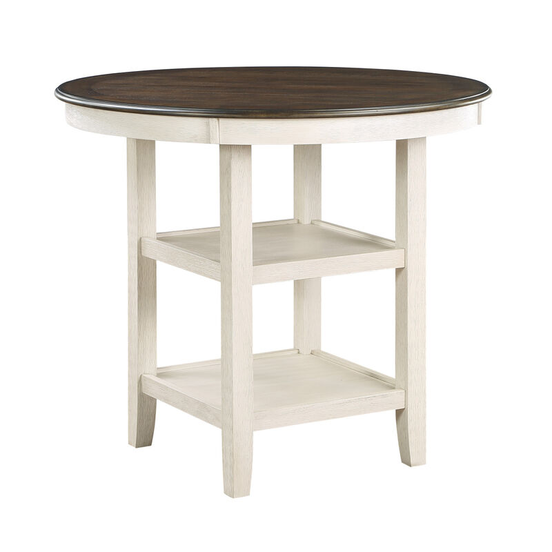 1 Piece Counter Height Table With 2X Display Shelves Transitional Style Furniture