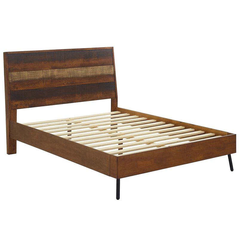 Modway - Arwen Queen Rustic Wood Bed Walnut