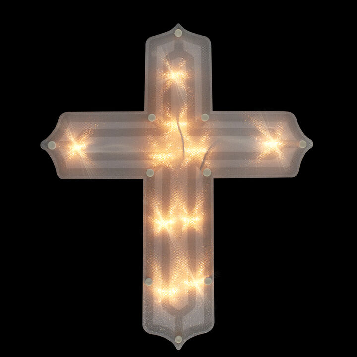 14" Lighted Religious Cross Easter Window Silhouette Decoration