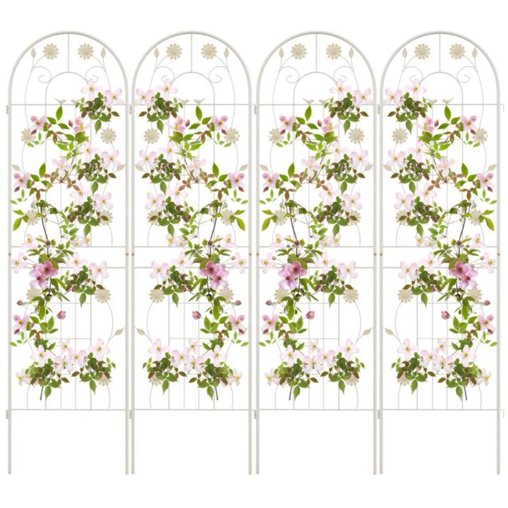 Hivvago 4 Pack 71 x 20 Inches Metal Garden Trellis for Climbing Plants