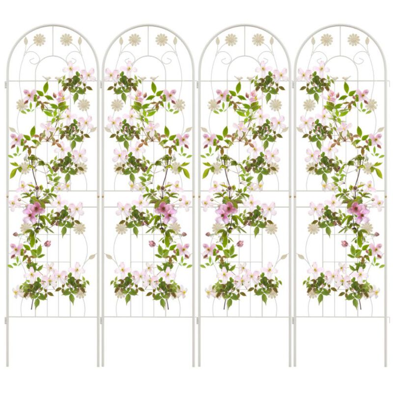 Hivvago 4 Pack 71 x 20 Inches Metal Garden Trellis for Climbing Plants