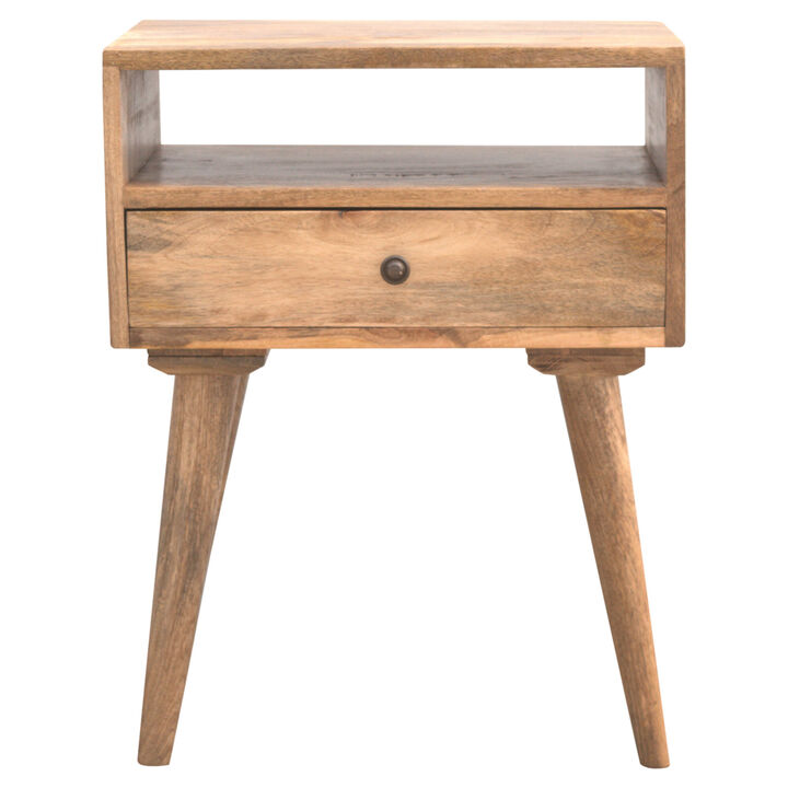 Modern Solid Wood Nightstand with Open Slot 1 Drawer oak-ish