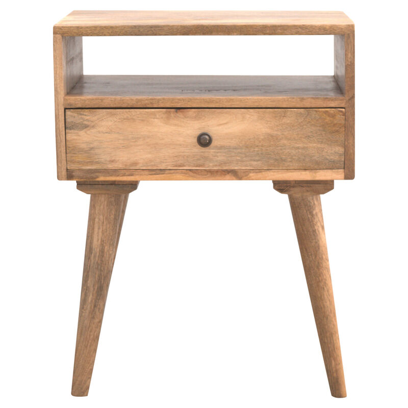 Modern Solid Wood Nightstand with Open Slot 1 Drawer oak-ish
